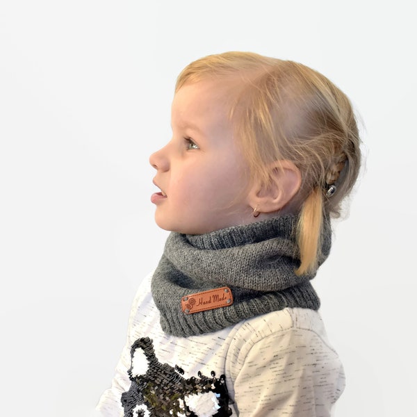 LAINE ALPAGA tricoté chaud infinity écharpe pour enfant hiver cache-cou cercle écharpe capot tube snood enfant en bas âge garçon fille noir blanc bleu