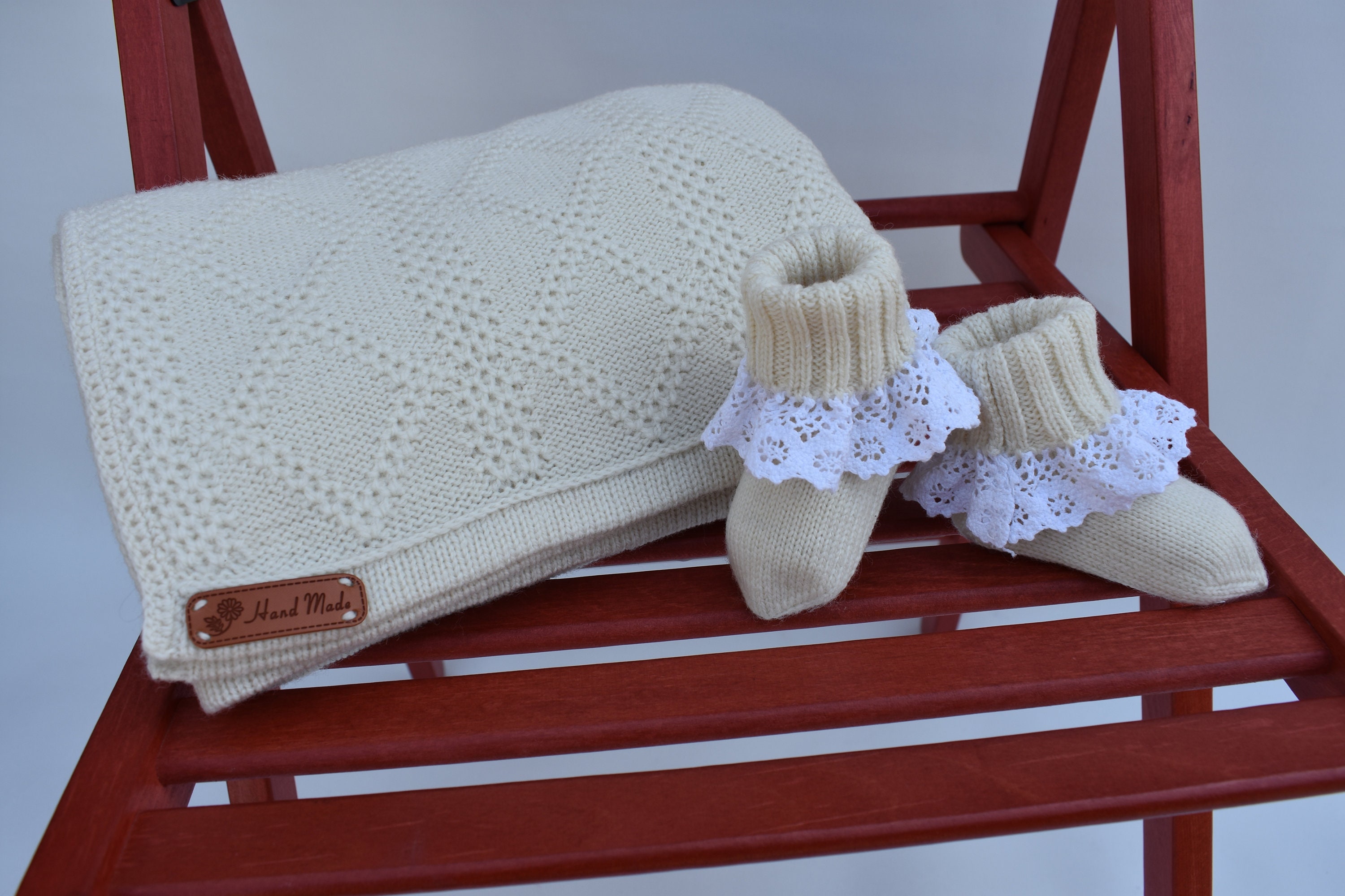 Knitted Baby Blanket for Crib Alpaca Warm Afghan Wool Wrap