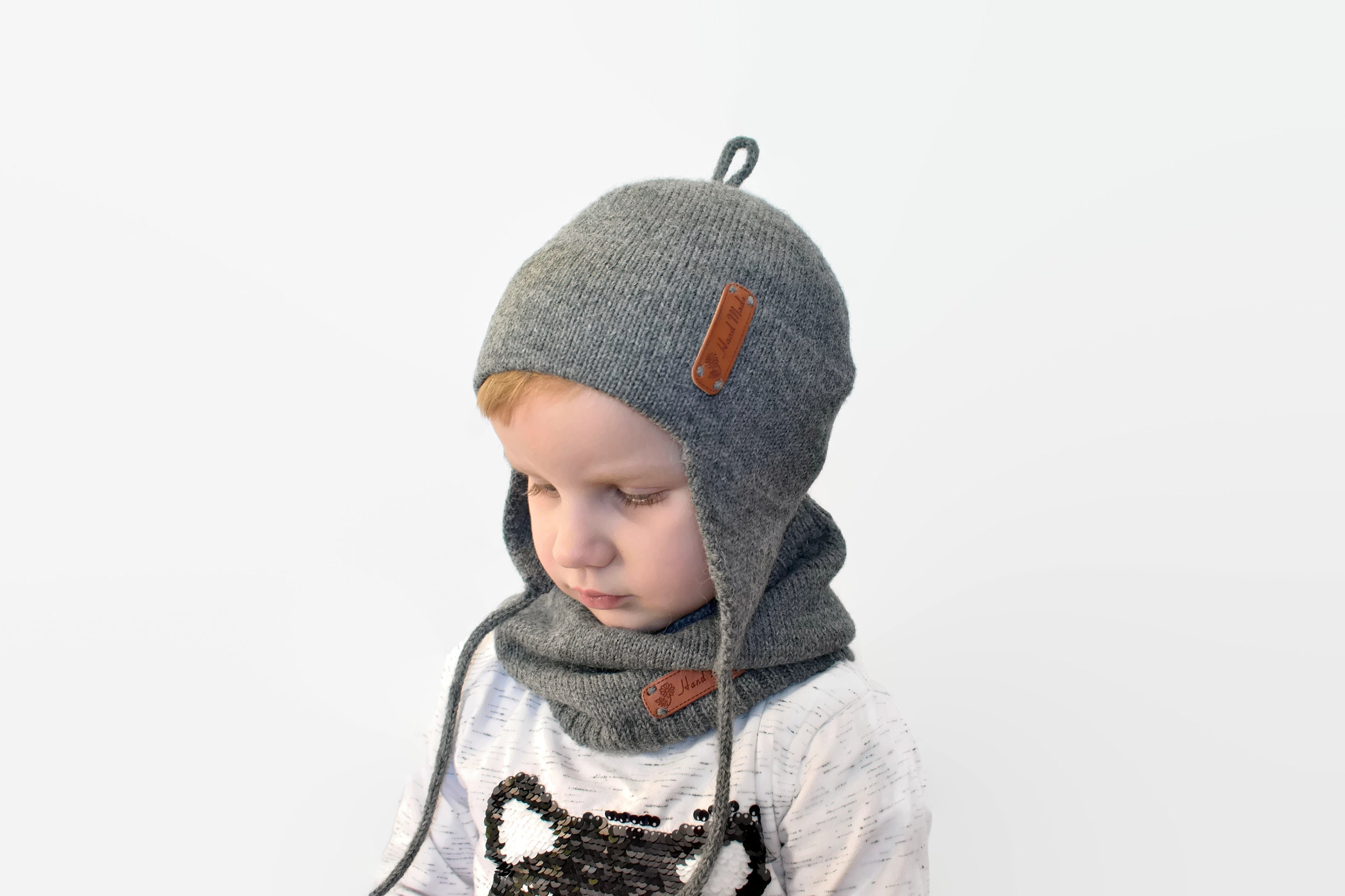 Bonnet casquette enfant avec cache oreilles Gris - Pipolaki Reference :  17150