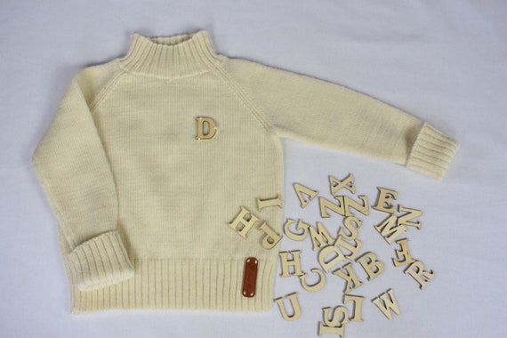 Knitted alpaca sweater for kid, Wool personalized pullover, Winter jumper