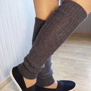 Alpaca leg warmers Knitted leg warmers for women Warm long wool socks Knitted dance socks Knitted wool leg warmer flip flop yoga socks image 5