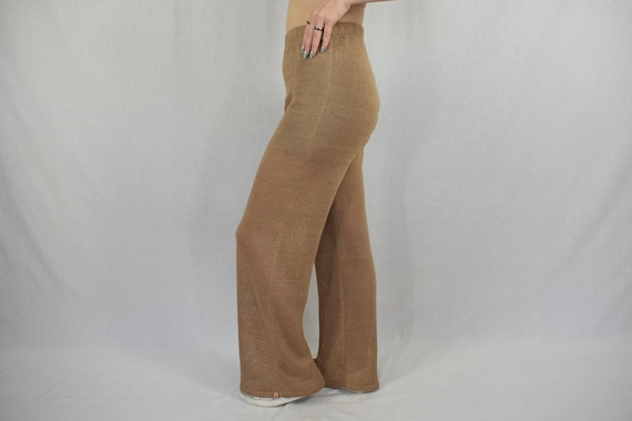 Knitted linen pants Organic wide leg pants Light sweatpants Relaxed fit pants Summer trousers Boho pants for yoga Casual lounge sheer pants