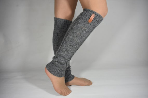 Knitted Long Leg Warmers for Women Warm Wool Alpaca Knee Length Dance Flip  Flop Socks Sport Boot Yoga Socks Boot Toppers Black White Gray 