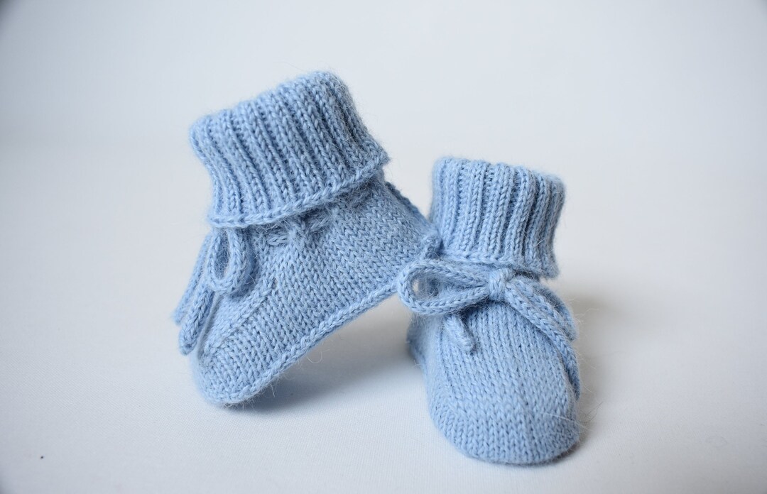 Patucos de bebé azules tejidos para recién nacido Calcetines