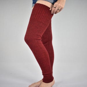 Knitted wool thigh high leg warmers, Alpaca long toeless socks, Dance socks for women