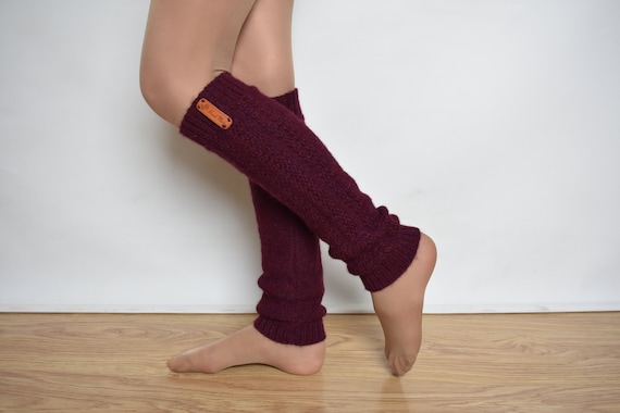 WOOL ALPACA knitted leg warmers for kid warm long yoga socks dance socks boot toppers girl boy baby toddler gray white black pink