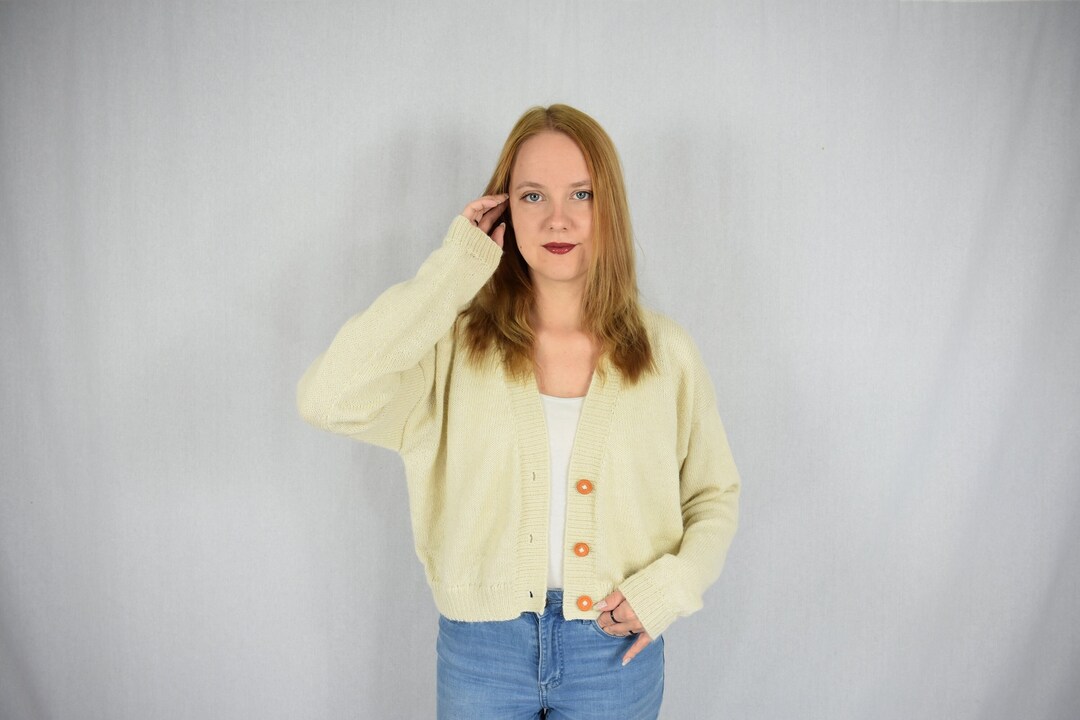 Knitted Alpaca Short Cardigan Cropped Cardigan for Women Wool