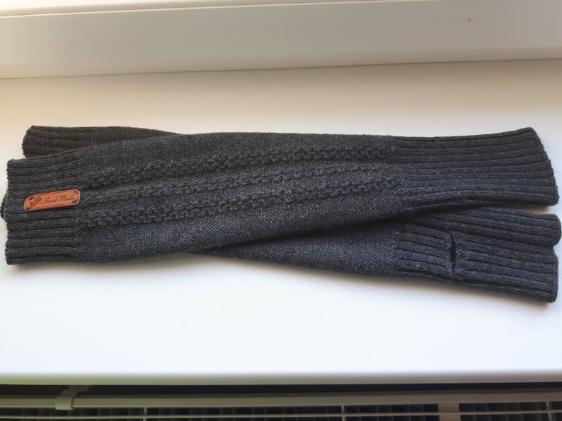 Wol met alpacawol Vingerloze handschoenen lange wanten warme pols handarmwarmers wanten voor dames zwart wit blauw roze grijs beige afbeelding 2