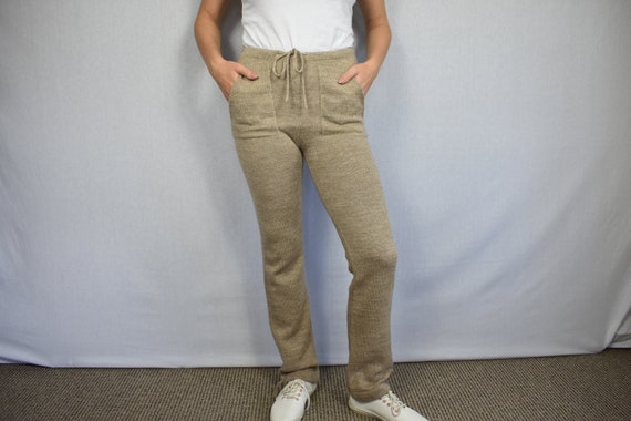 Knitted Alpaca Pants Knitted Wool Trousers Knitted Warm Joggers