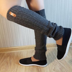 WOOL ALPACA knitted leg warmers for women warm long dance flip flop socks sport boot yoga socks boot toppers black white gray pink