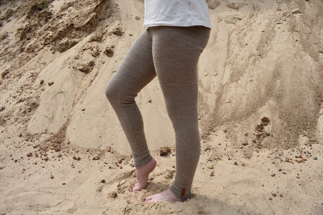 WOOL ALPACA Knitted Winter Leggings for Women Warm Skinny Pants