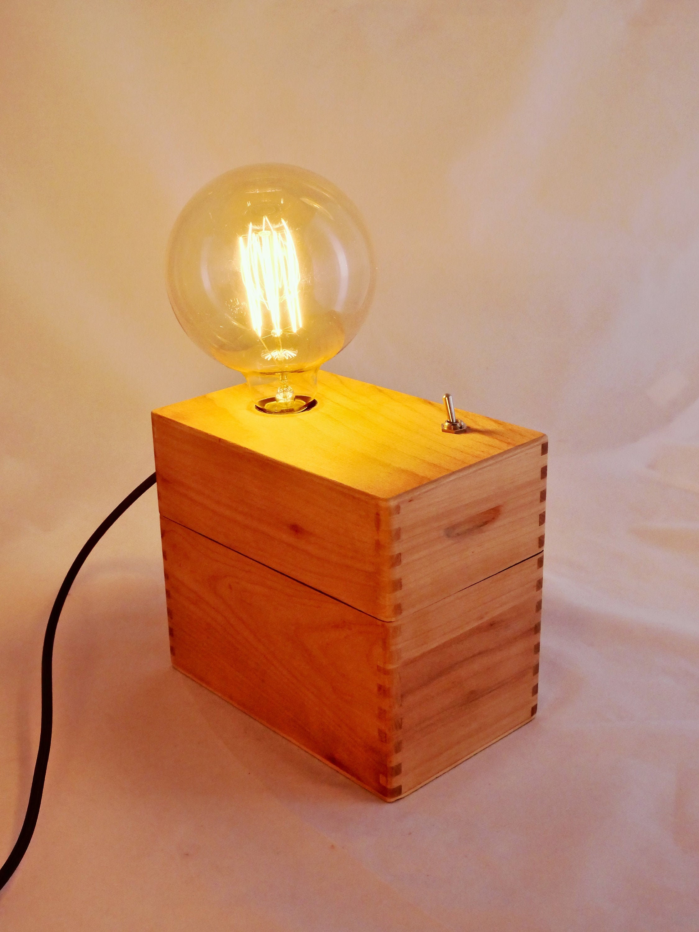 Lampe en Bois Boite Vintage