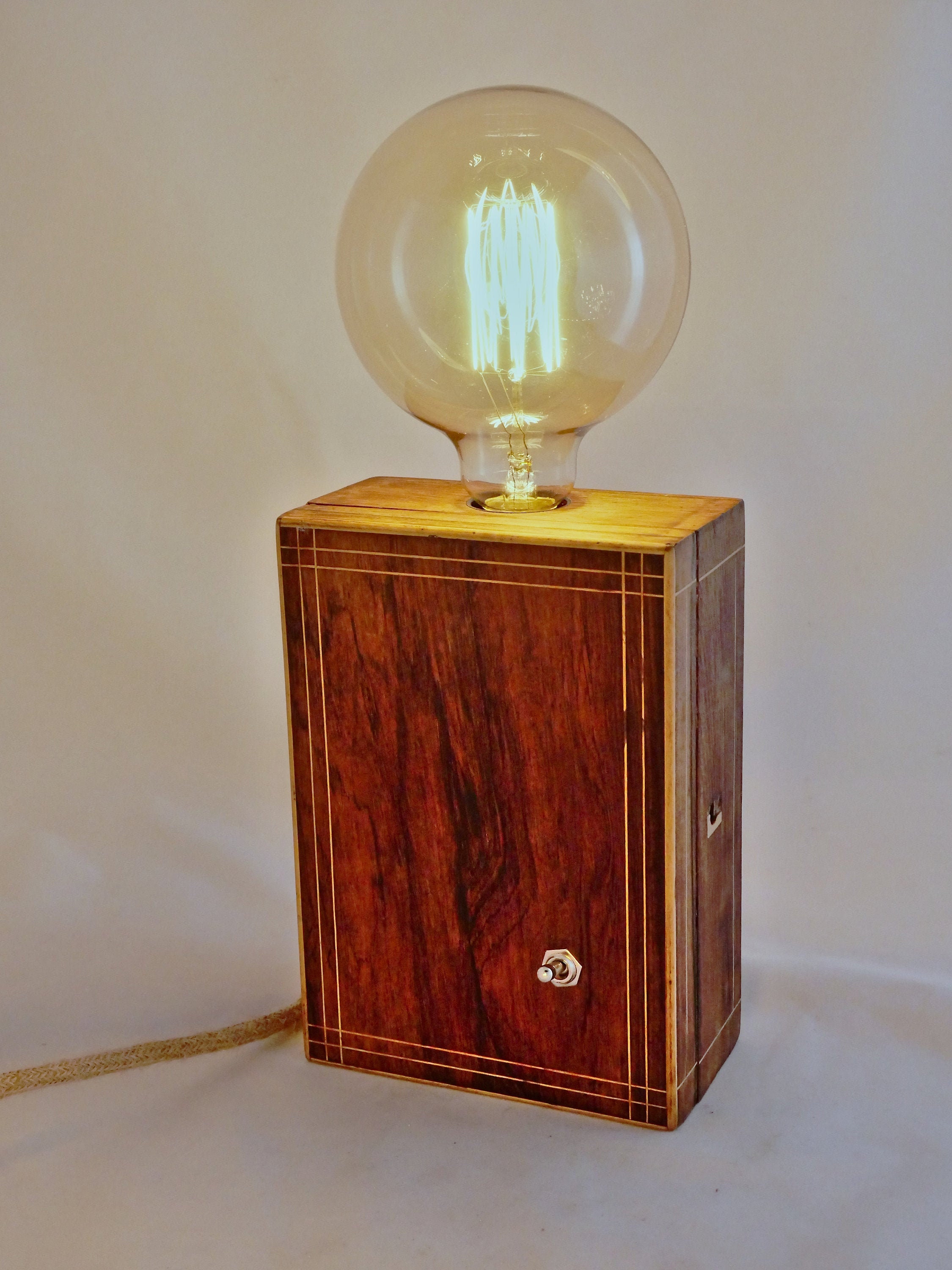 Lampe en Bois Boite Vintage