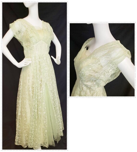 1950's Greek Goddess Green Gown