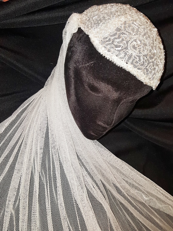 1910-20's JULIET Cap Beaded Bridal Veil