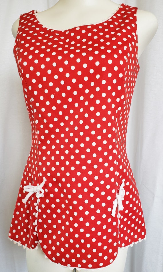 Daisy Mae Summer Tunic of Red 'n White Polka Dots