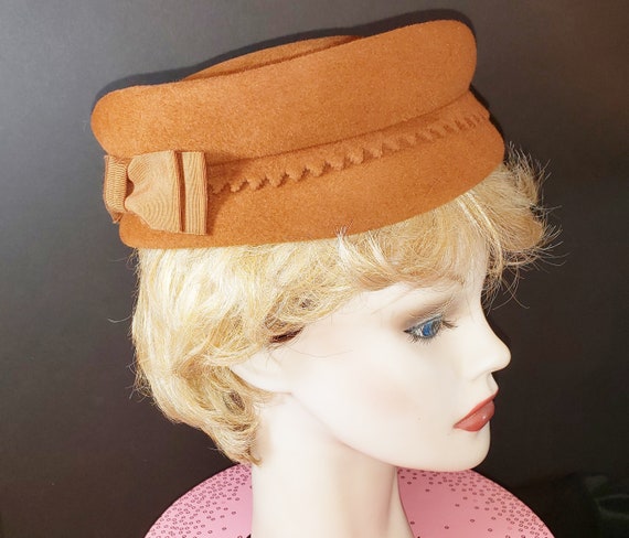 Mid-Century Copper-Colored Pill Box Hat 1960's