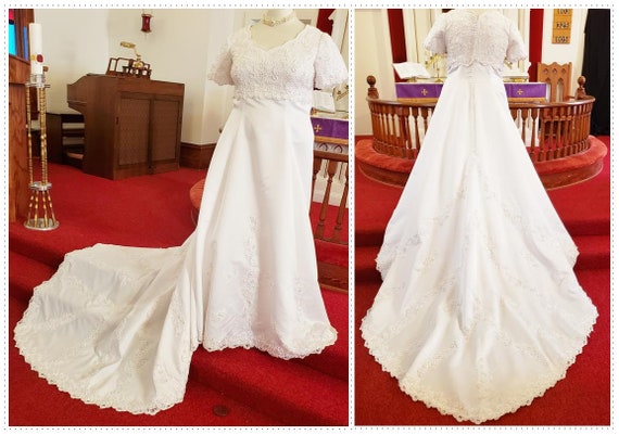 satin empire waist wedding dress