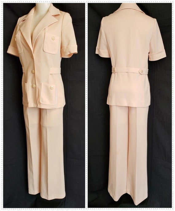 1970's BUTTE KNIT Apricot Safari Pant Suit