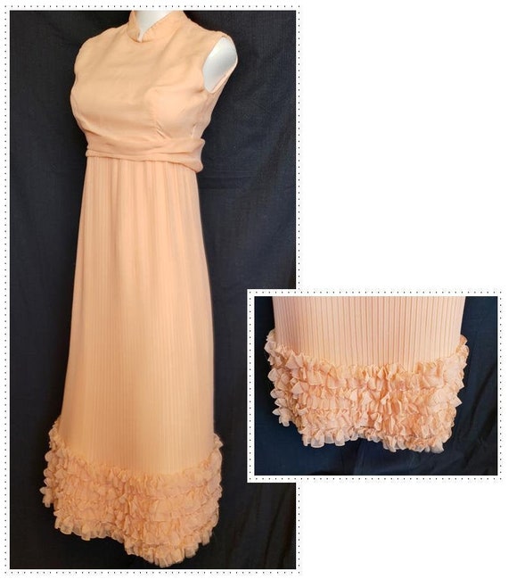 Ruffles & Pleats a'Plenty Peach Gown