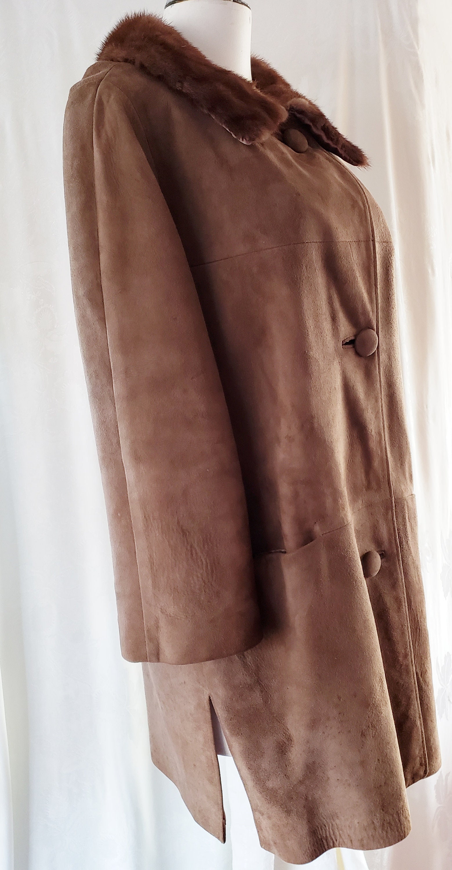 CHOCOLATE Suede 1960's Coat by Maurices | Etsy