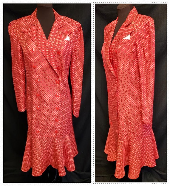 Ann Taylor "Charleston" Red & White Silk Dress