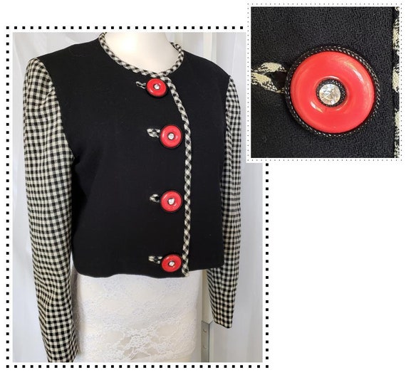 1940's Style 2-Tone Jacket, Black, White & Red