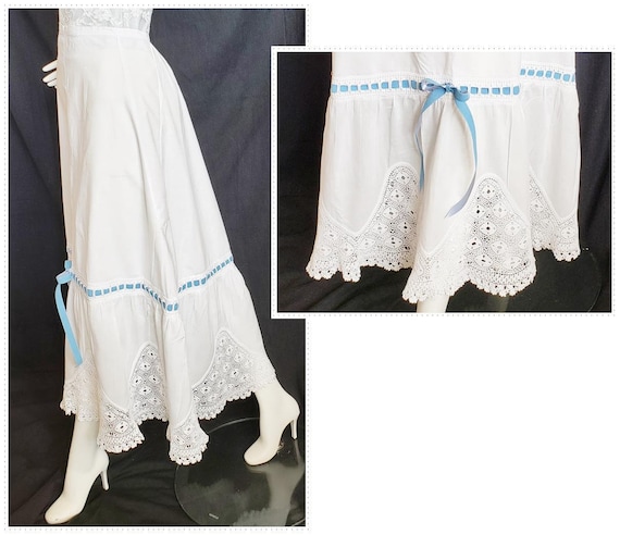 1910's Edwardian Crocheted-Lace 'n Cotton Skirt
