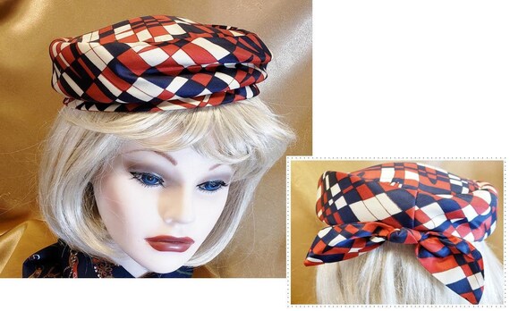 1960's Red, White & Blue Pill Box Hat