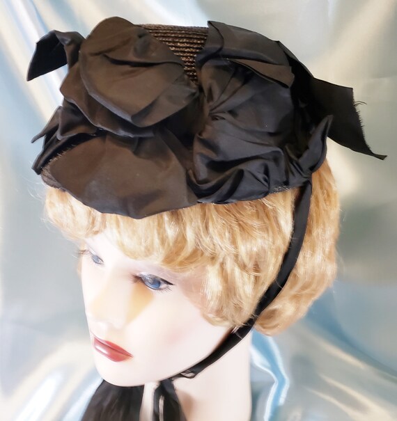 Victorian "Mourning" Bonnet of Satin Bows