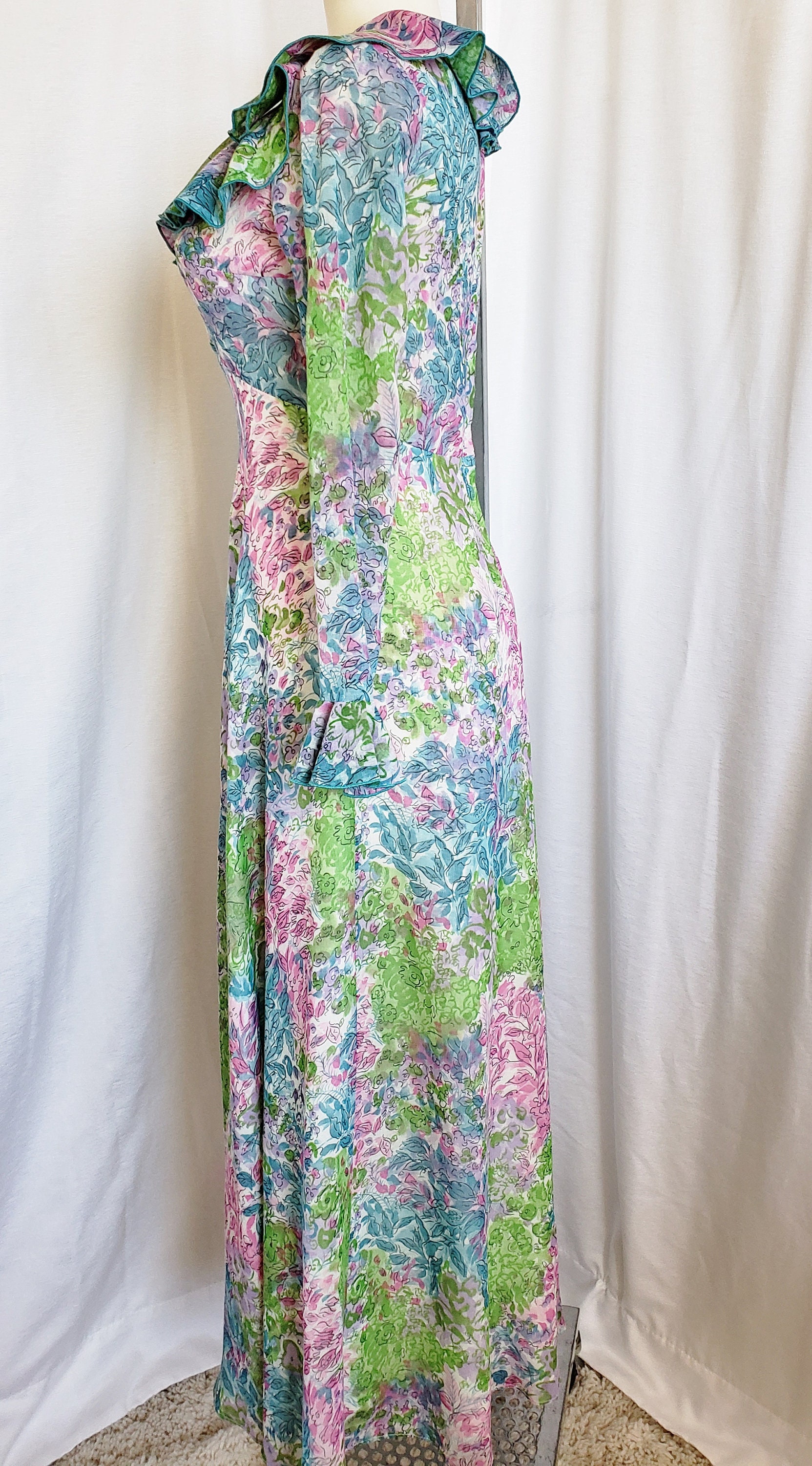 Romantic Ruffled Seductive Summertime Maxi Dress 1960's | Etsy