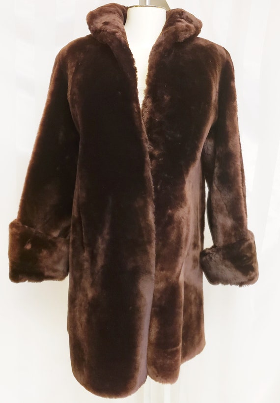 1940's Mocha Mouton Shimmery Swing Coat