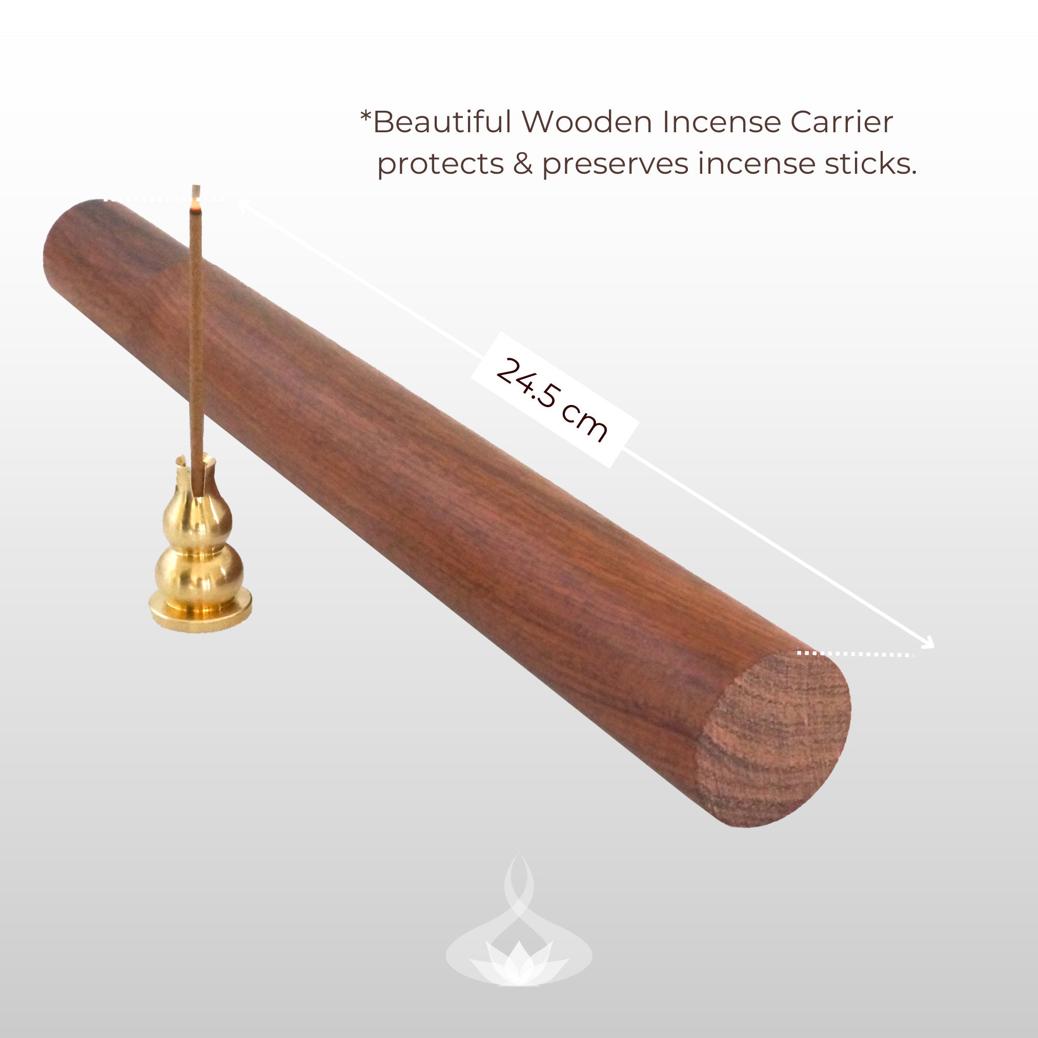 Agarwood Incense Sticks in Wooden Carrier With Brass Incense Holder