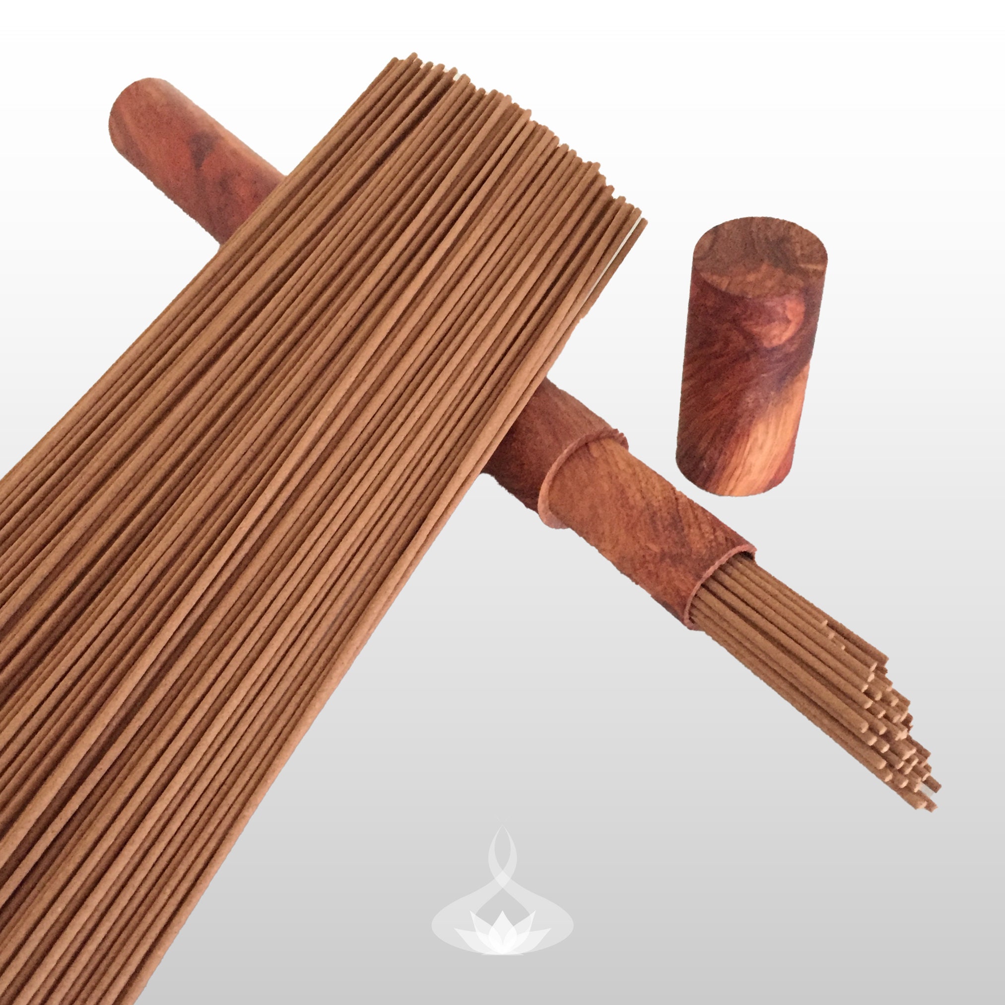 Agarwood Incense Sticks in Wooden Carrier With Brass Incense Holder