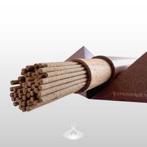 Agarwood Incense Sticks in Wooden Carrier with  Brass incense Holder | Gift Set | Natural Agarwood Incense for Meditation | 50+ Joss Sticks