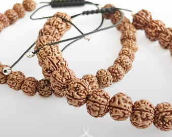 Rudraksha Mala Bracelet with 8mm Beads | Lucky Bracelet | Adjustable 5 Face Muhki Bracelet | Wrist Shiva Bracelet  6 to 9 in Sizes Handmade