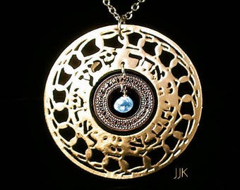 Jewish Jewelry, Blessings Necklace, Gold Necklace, Aquamarine, Hebrew Jewelry, Shma Israel, Judaica, Women Gift, Handmade In Israel