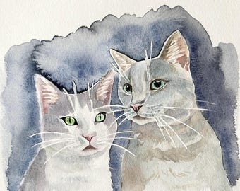 Original custom watercolor pet portrait