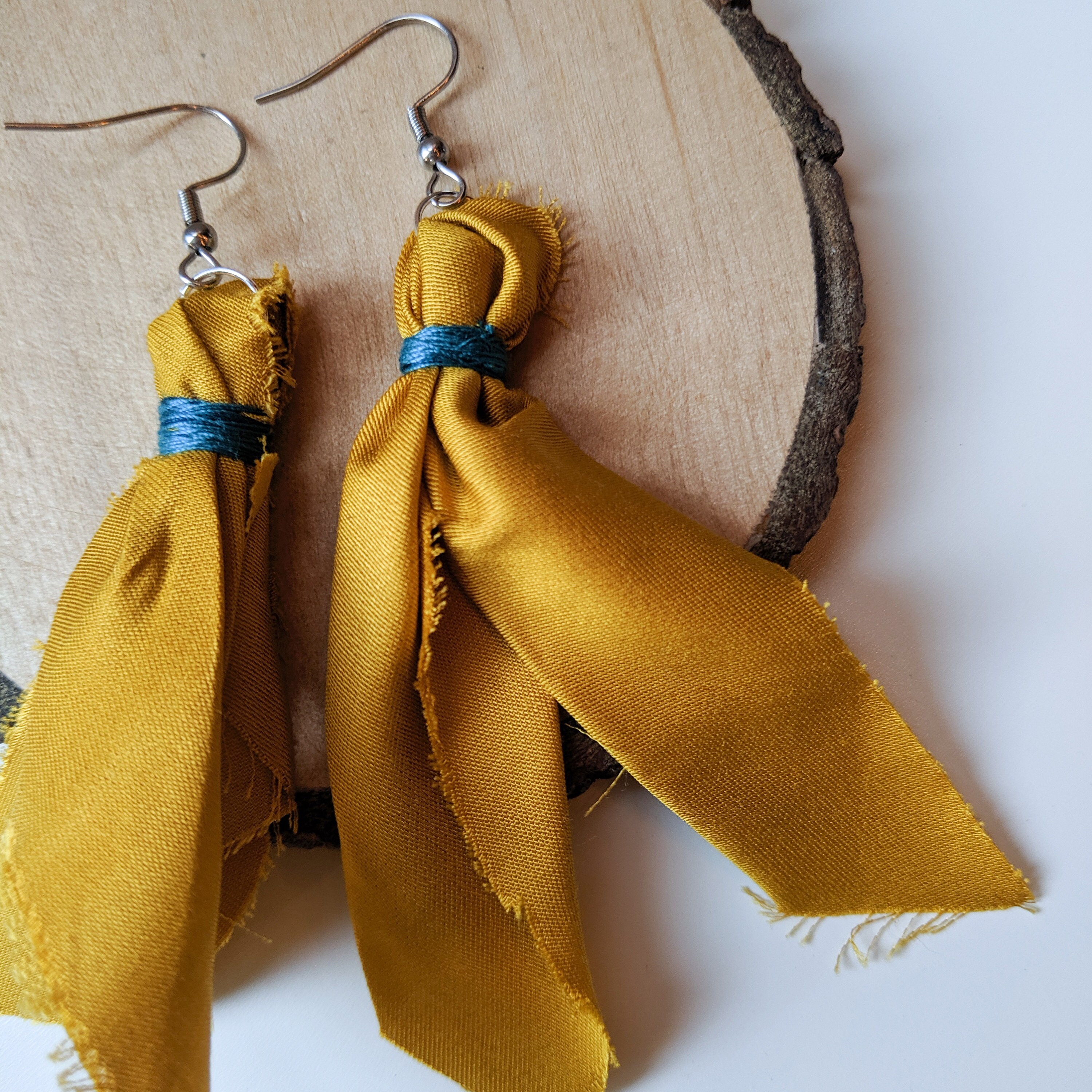 Organic Silk Fabric Scrap Earrings Etsy