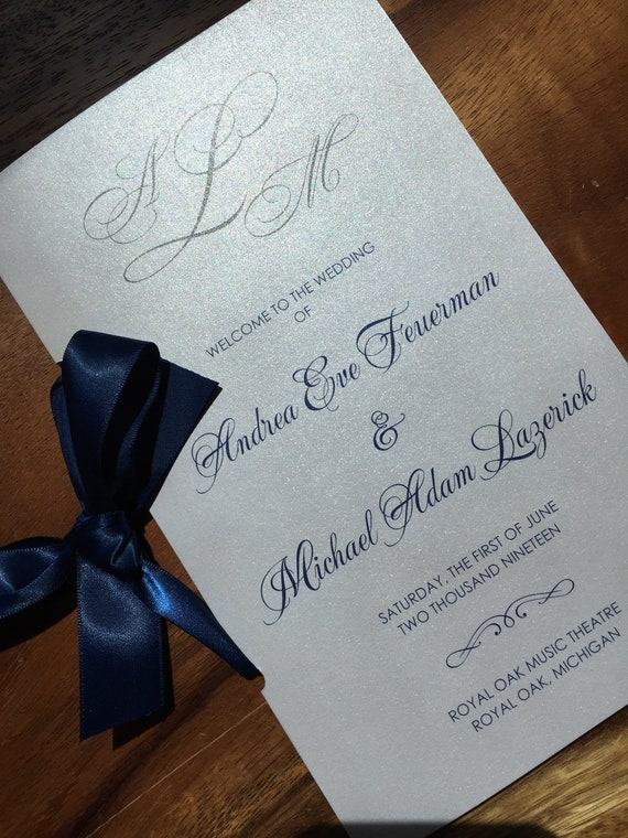 Ribbon Wedding Booklet Ribbon Wedding Program Wedding Etsy