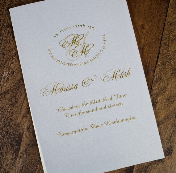 Gold Wedding Program Gold Program Gold Wedding Booklet Gold Etsy