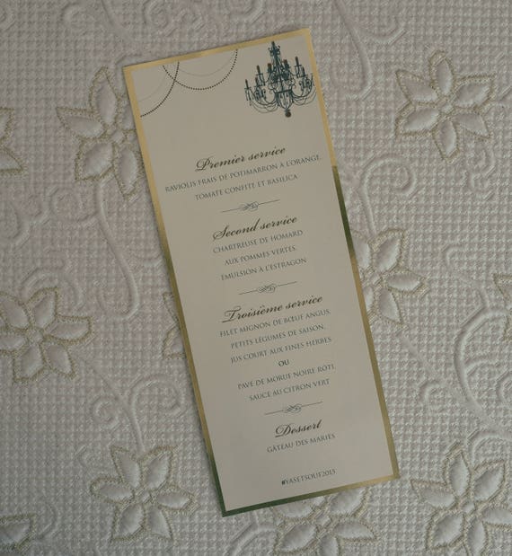 Gold Wedding Menu Gold Foil Wedding Menu Monogram Wedding Etsy