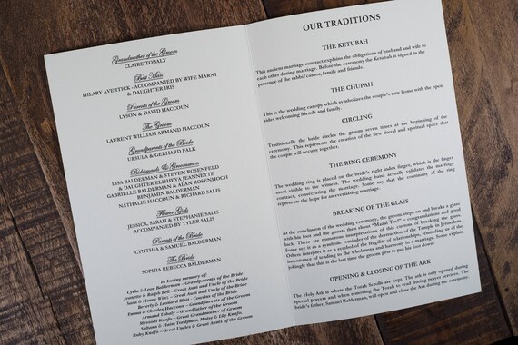 Jewish Wedding Program Jewish Program Jewish Wedding Etsy