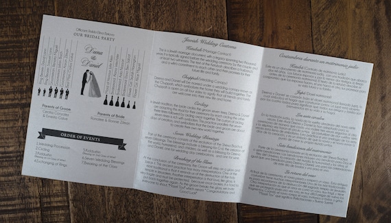folded over wedding program tri fold wedding program etsy