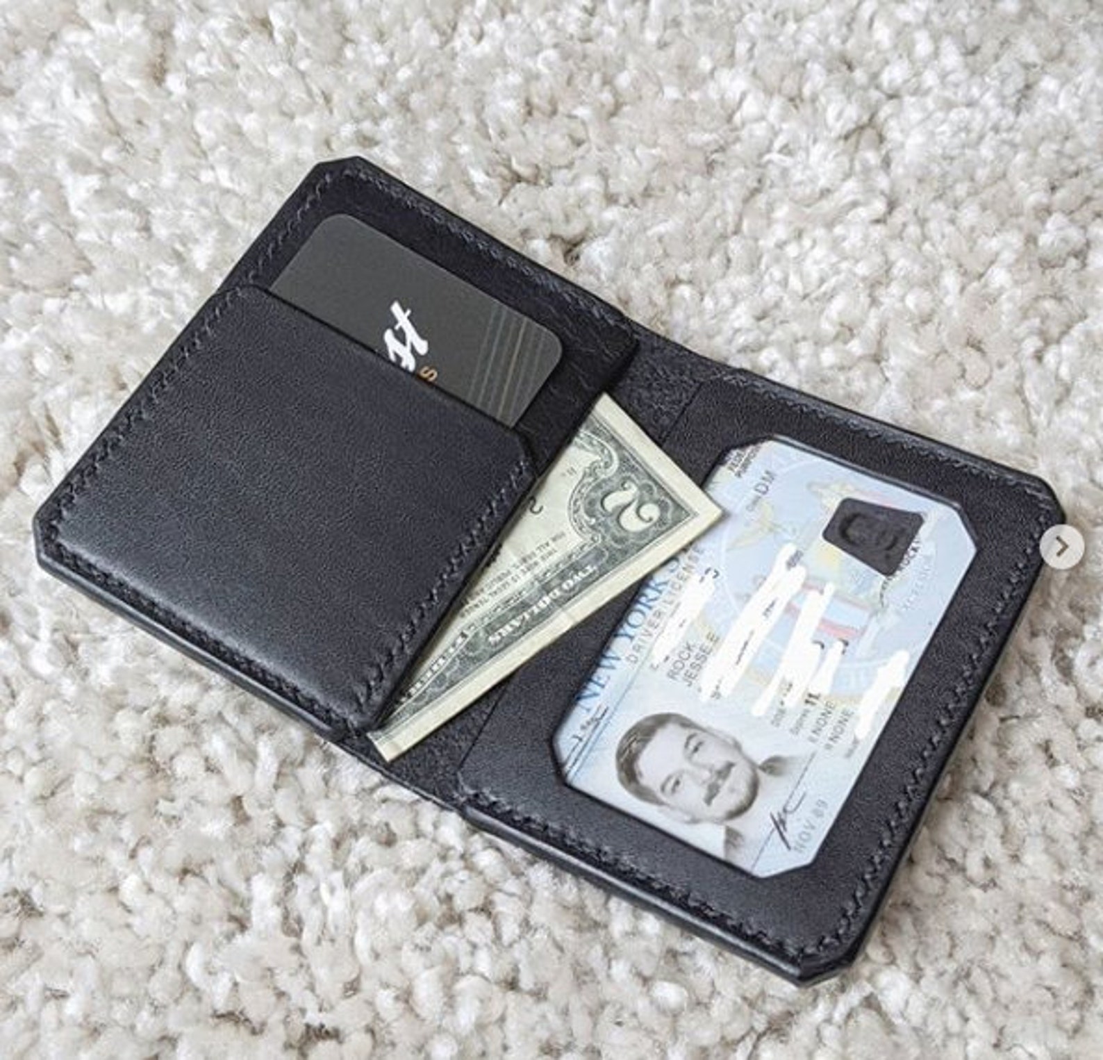 Leather Bifold Wallet Card Holder Wallet Slide Wallet ID Slot Etsy
