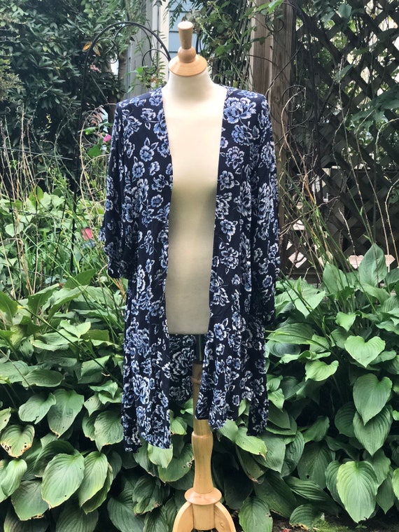 navy floral cardigan