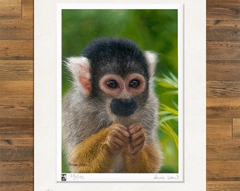 Wildlife Art Print, Squirrel Monkey