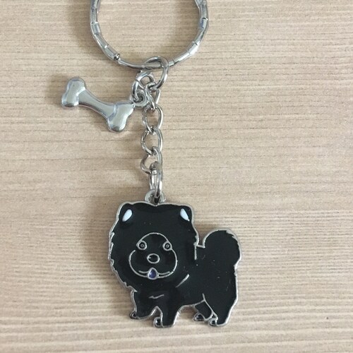 Chow Chow Black Enamel Charm Keychain Etsy