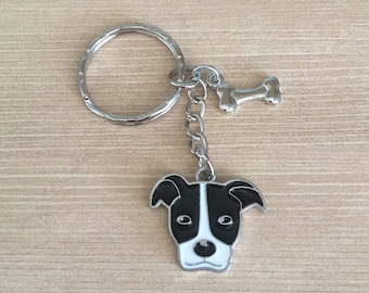 Pitbull dog head enamel charm keychain - Pit Bull