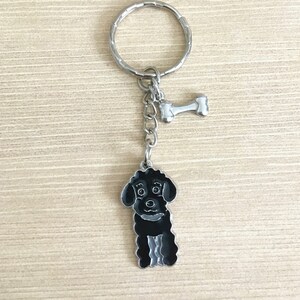 Poodle black enamel charm keychain